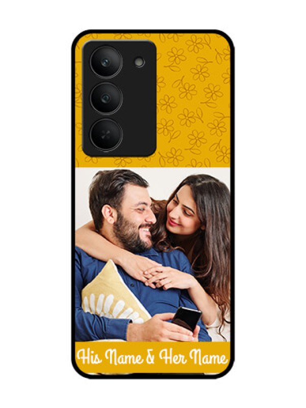 Custom Realme 14x 5G Custom Glass Phone CaseYellow Floral Design