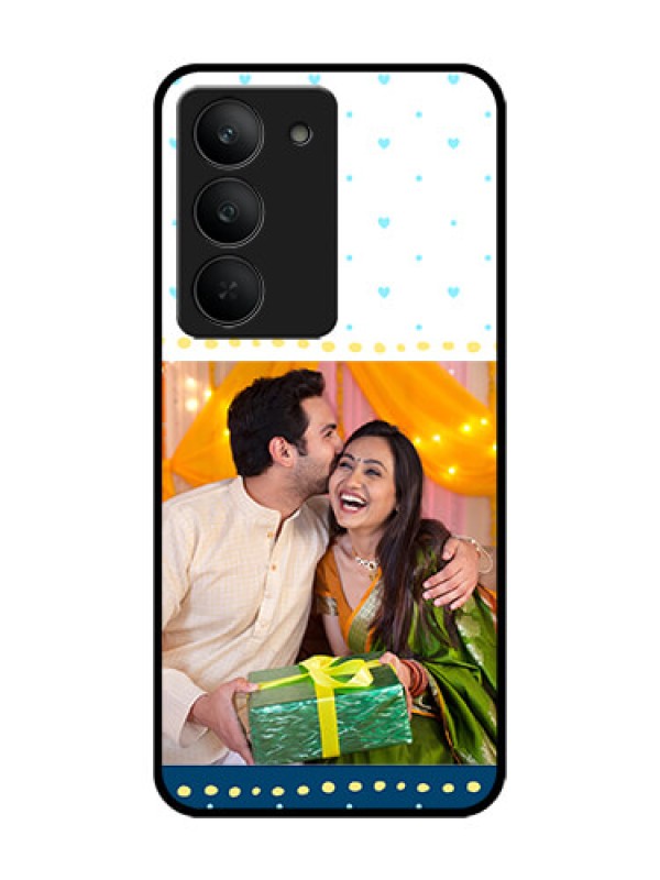 Custom Realme 14x 5G Custom Glass Phone CaseWhite And Blue Abstract Design