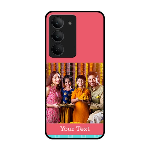 Realme 14x 5G Custom Glass Phone CasePeach and Blue Color Design Realme 14x 5G Custom Glass Phone CasePeach and Blue Color Design