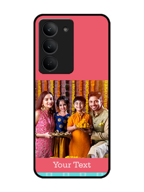 Custom Realme 14x 5G Custom Glass Phone CasePeach and Blue Color Design