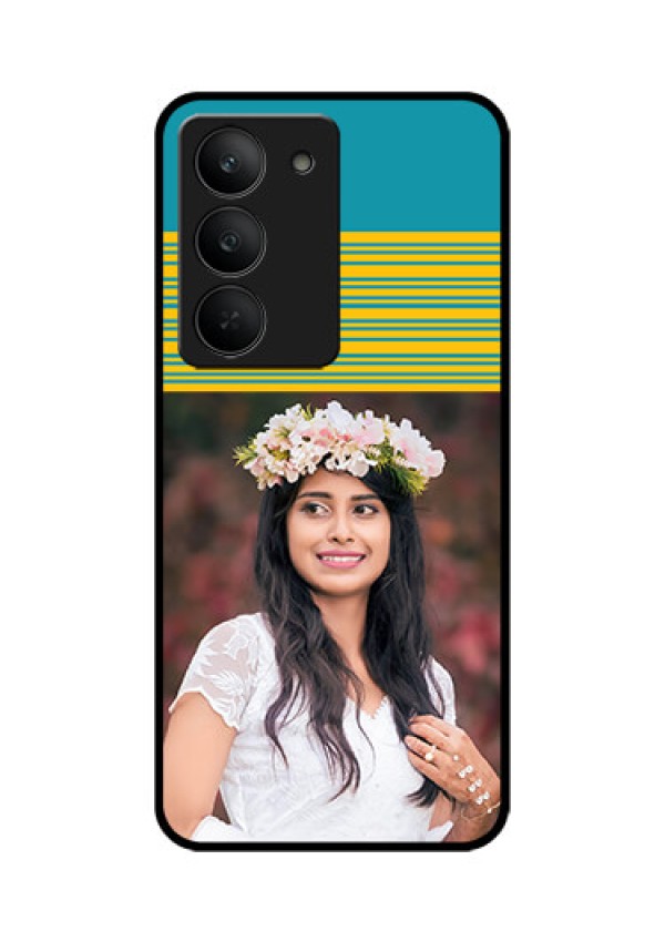 Realme 14x 5G Custom Glass Phone CaseYellow and Blue Design