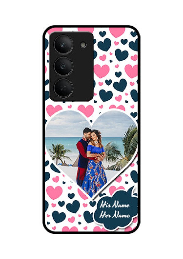 Realme 14x 5G Custom Glass Phone CasePink and Blue Heart Design