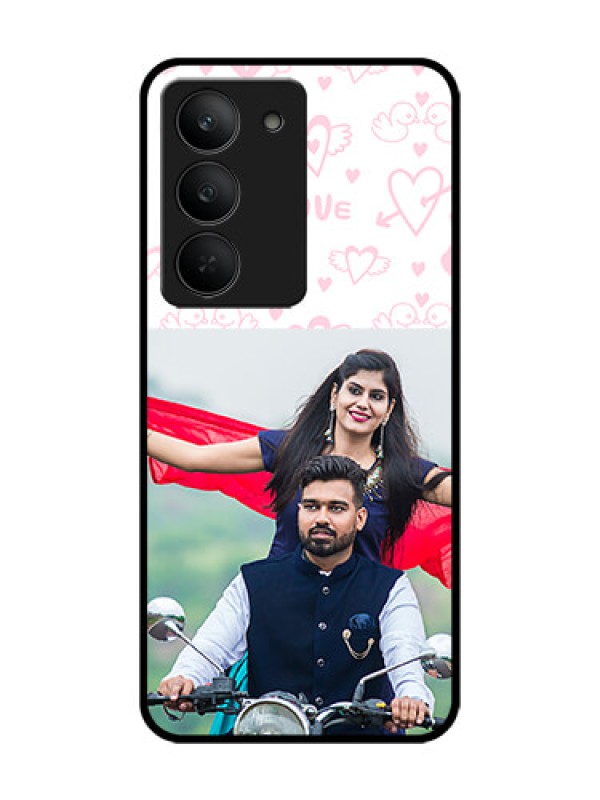 Custom Realme 14x 5G Custom Glass Phone CasePink Flying Heart Design