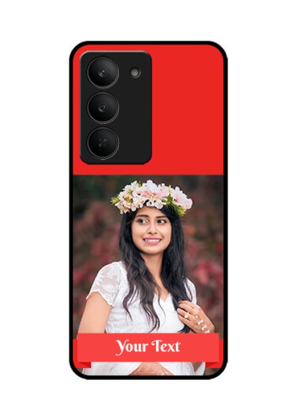 Realme 14x 5G Custom Glass Phone CaseSimple Red Color Design
