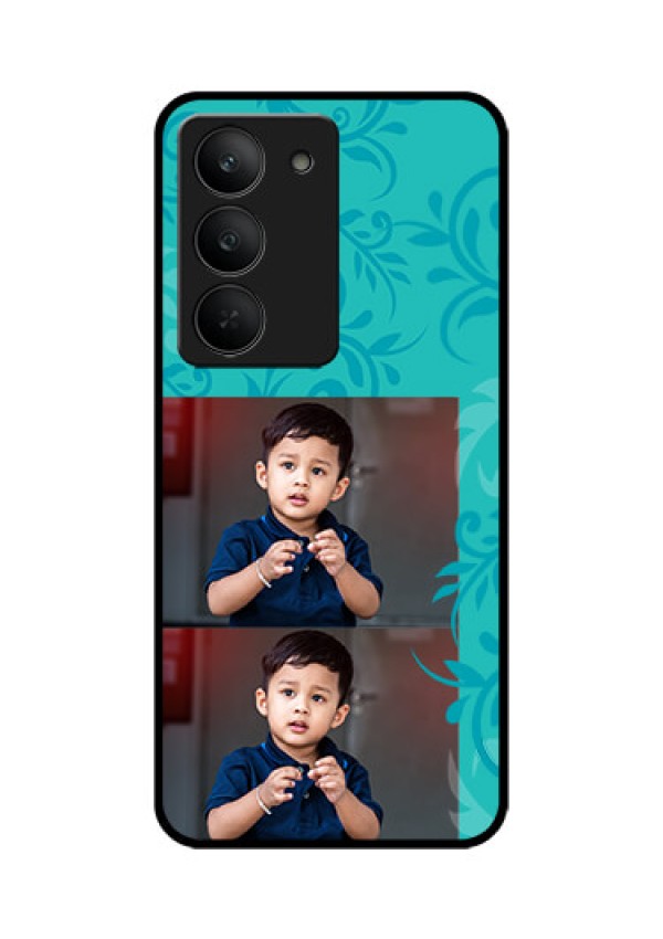 Realme 14x 5G Custom Glass Phone CaseWith Photo And Green Floral Design