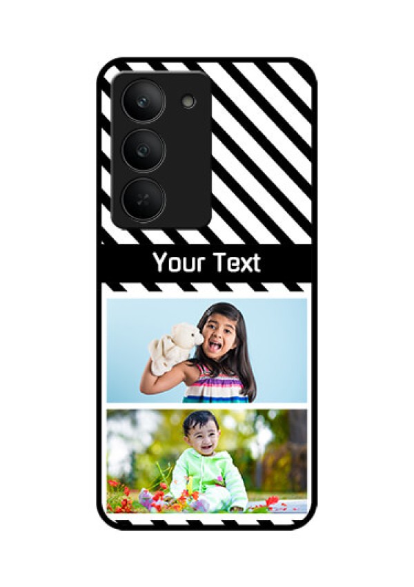 Realme 14x 5G Custom Glass Phone CaseBlack And White Stripes Design
