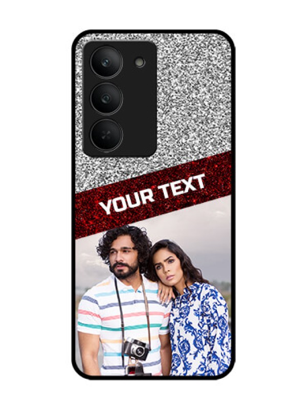 Custom Realme 14x 5G Custom Glass Phone CaseImage Holder With Glitter Strip Design