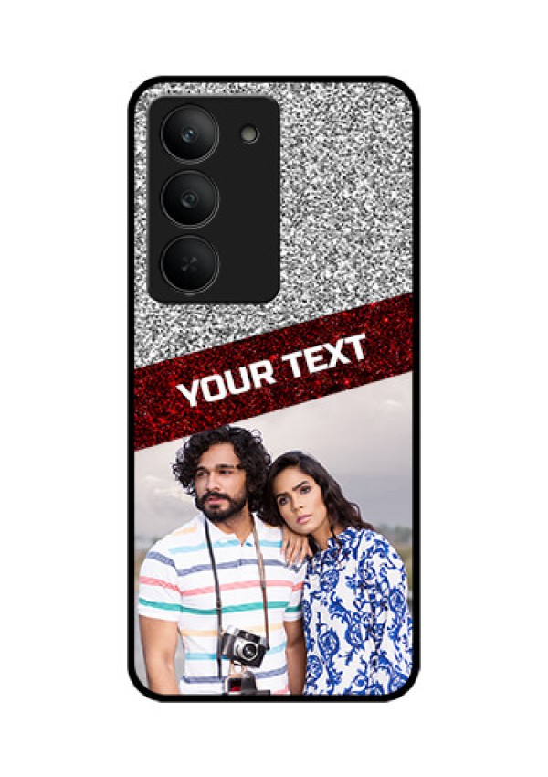 Realme 14x 5G Custom Glass Phone CaseImage Holder With Glitter Strip Design