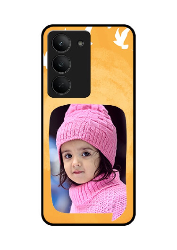 Realme 14x 5G Custom Glass Phone CaseWater Color Design With Bird Icons