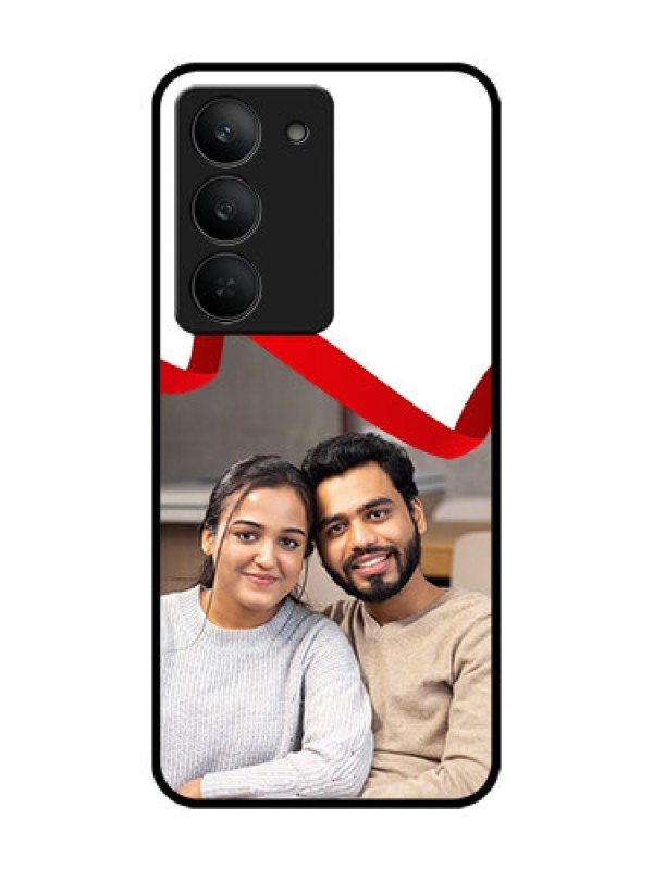 Custom Realme 14x 5G Custom Glass Phone CaseRed Ribbon Frame Design