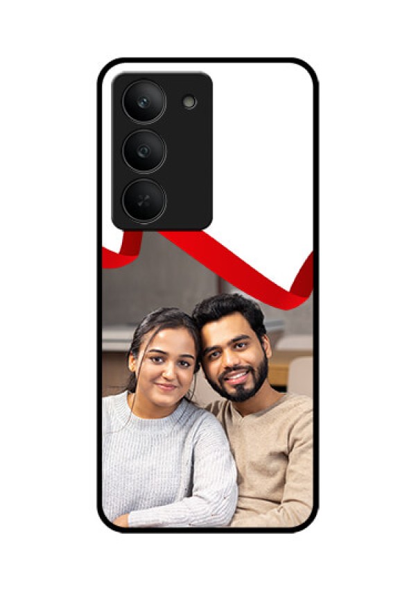 Realme 14x 5G Custom Glass Phone CaseRed Ribbon Frame Design