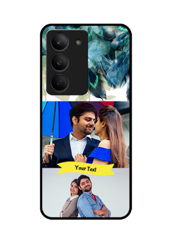 Realme 14x 5G Custom Glass Phone CaseImage With Boho Peacock Feather Design