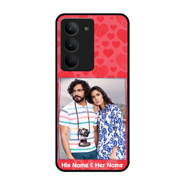 Realme 14x 5G Custom Glass Phone CaseWith Red Heart Symbols Design Realme 14x 5G Custom Glass Phone CaseWith Red Heart Symbols Design