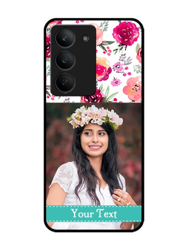 Custom Realme 14x 5G Custom Glass Phone CaseWater Colors Floral Design