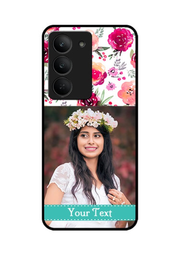 Realme 14x 5G Custom Glass Phone CaseWater Colors Floral Design
