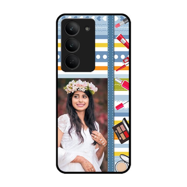 Realme 14x 5G Custom Glass Phone CaseMakeup Icons Design
