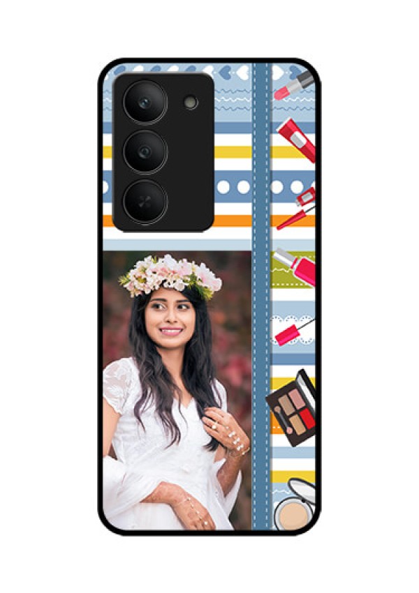 Realme 14x 5G Custom Glass Phone CaseMakeup Icons Design
