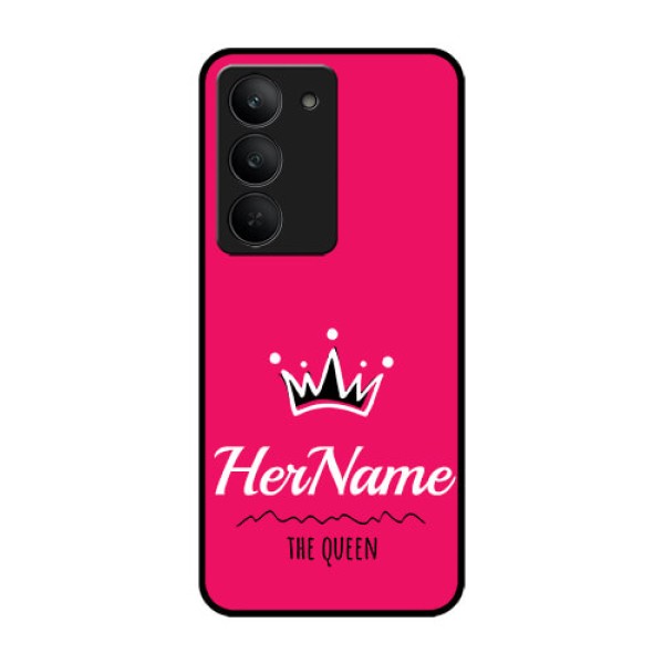 Realme 14x 5G Custom Glass Phone CaseQueen With Name Design Realme 14x 5G Custom Glass Phone CaseQueen With Name Design