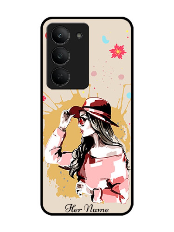 Custom Realme 14x 5G Custom Glass Phone CaseWomen With Pink Hat Design