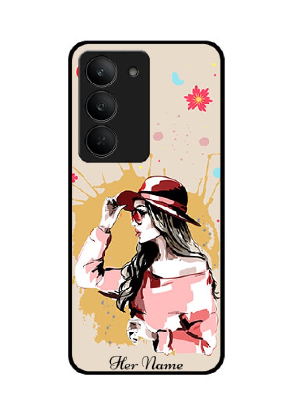 Realme 14x 5G Custom Glass Phone CaseWomen With Pink Hat Design
