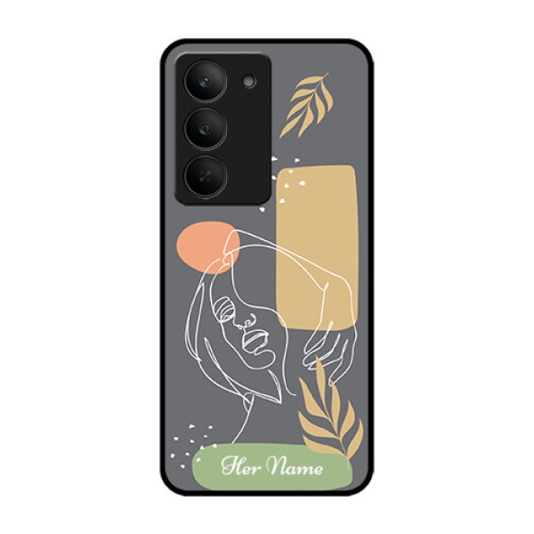 Realme 14x 5G Custom Glass Phone CaseGazing Woman Line Art Design Realme 14x 5G Custom Glass Phone CaseGazing Woman Line Art Design