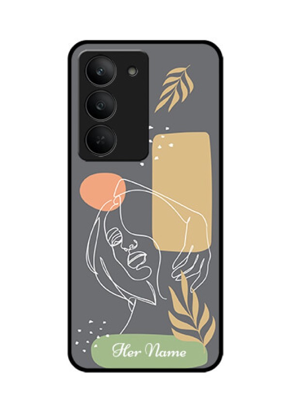 Realme 14x 5G Custom Glass Phone CaseGazing Woman Line Art Design