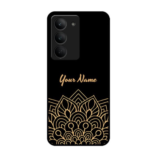 Realme 14x 5G Custom Glass Phone CaseGolden Mandala Design