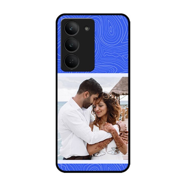 Realme 14x 5G Custom Glass Phone CaseCurved Line Art With Blue And White Design Realme 14x 5G Custom Glass Phone CaseCurved Line Art With Blue And White Design