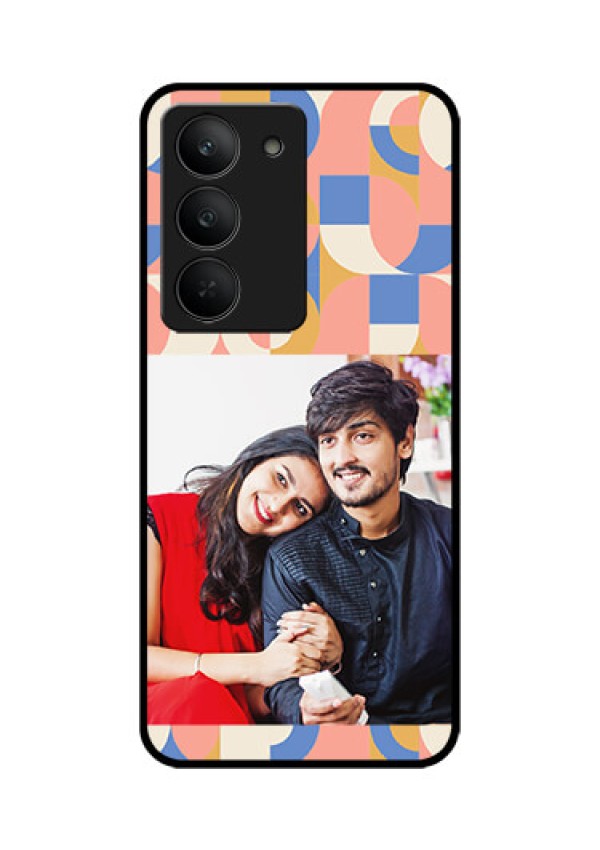 Realme 14x 5G Custom Glass Phone CaseSemi - Circle Maze Pattern Design