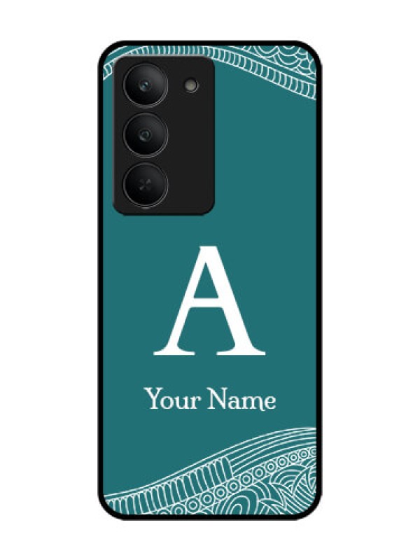 Custom Realme 14x 5G Custom Glass Phone CaseLine Art Pattern With Custom Name Design