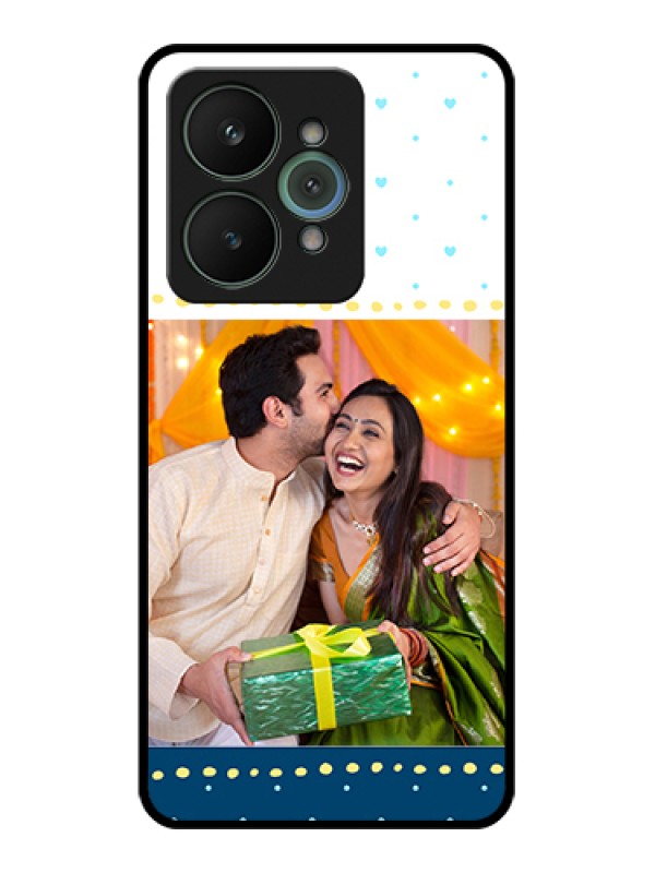 Custom Realme 15 5G Custom Glass Phone Case - White And Blue Abstract Design