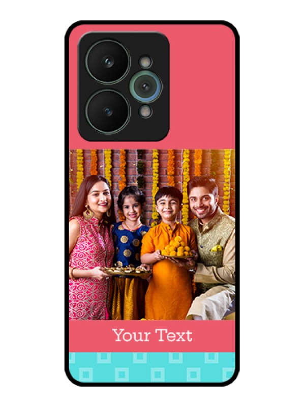 Custom Realme 15 5G Custom Glass Phone Case - Peach & Blue Color Design