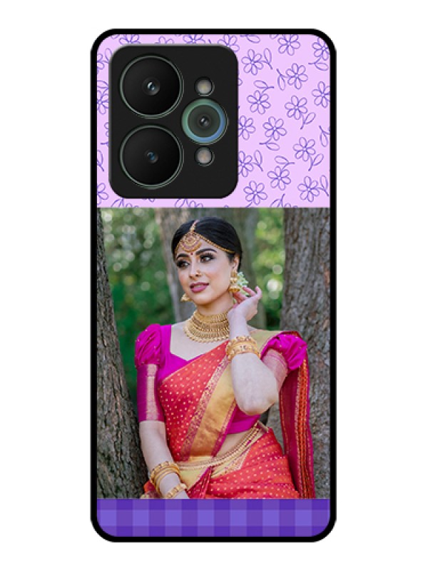 Custom Realme 15 5G Custom Glass Phone Case - Purple Floral Design