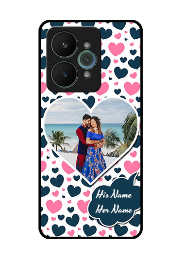 Realme 15 5G Custom Glass Phone Case - Pink & Blue Heart Design