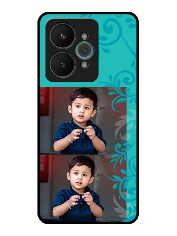 Custom Realme 15 5G Custom Glass Phone Case - With Photo And Green Floral Design