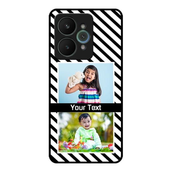 Realme 15 5G Custom Glass Phone Case - Black And White Stripes Design Realme 15 5G Custom Glass Phone Case - Black And White Stripes Design