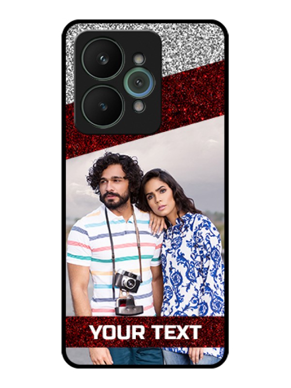 Custom Realme 15 5G Custom Glass Phone Case - Image Holder With Glitter Strip Design