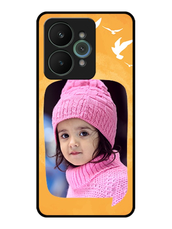 Custom Realme 15 5G Custom Glass Phone Case - Water Color Design With Bird Icons