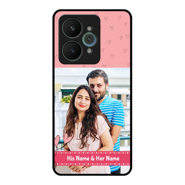 Realme 15 5G Custom Glass Phone Case - Love Design Peach Color Realme 15 5G Custom Glass Phone Case - Love Design Peach Color