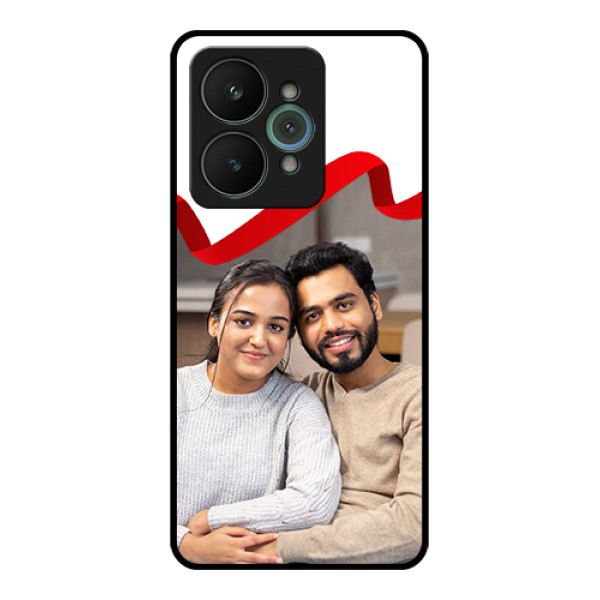 Realme 15 5G Custom Glass Phone Case - Red Ribbon Frame Design