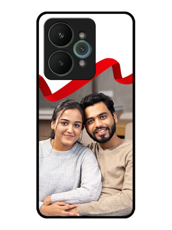 Custom Realme 15 5G Custom Glass Phone Case - Red Ribbon Frame Design