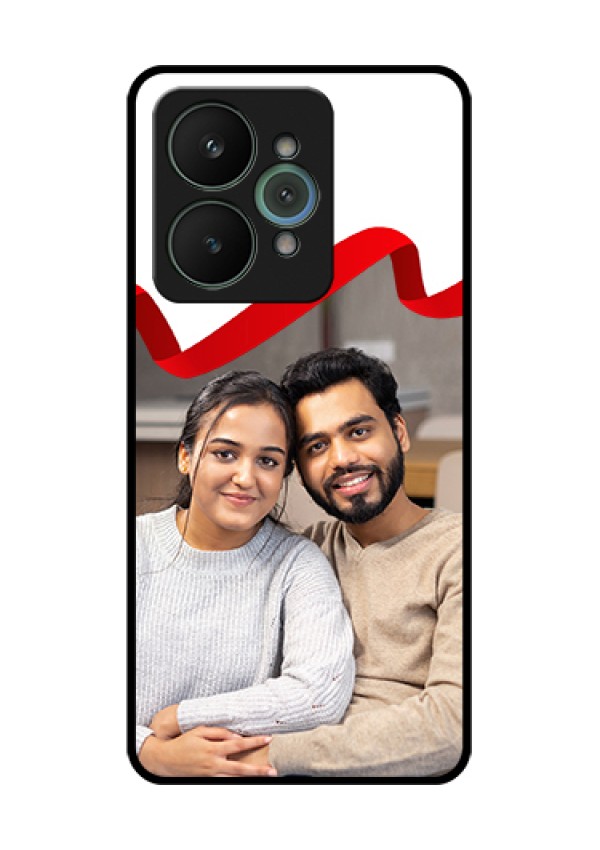 Realme 15 5G Custom Glass Phone Case - Red Ribbon Frame Design