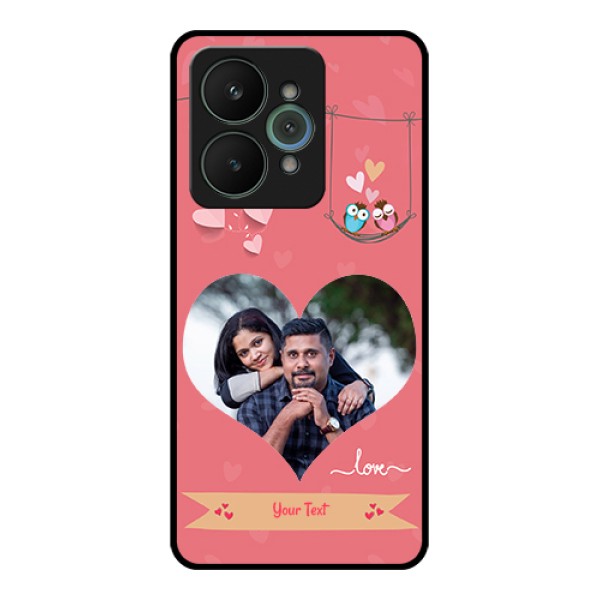 Realme 15 5G Custom Glass Phone Case - Peach Color Love Design Realme 15 5G Custom Glass Phone Case - Peach Color Love Design
