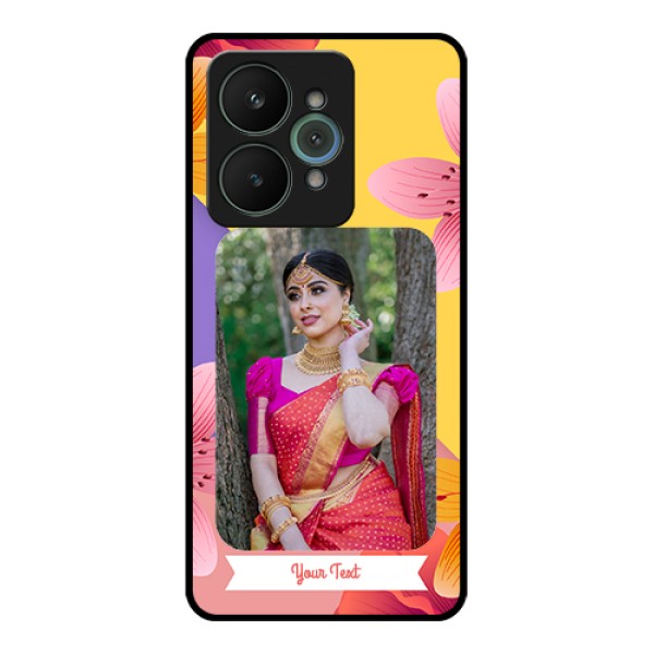 Realme 15 5G Custom Glass Phone Case - 3 Image With Vintage Floral Design Realme 15 5G Custom Glass Phone Case - 3 Image With Vintage Floral Design