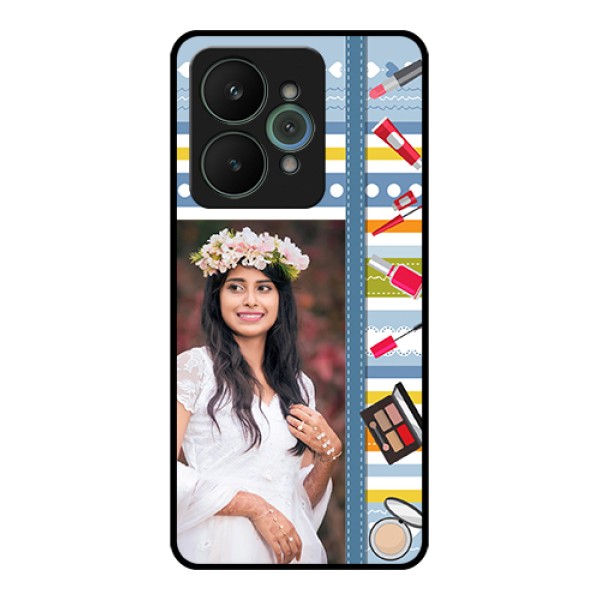 Realme 15 5G Custom Glass Phone Case - Makeup Icons Design