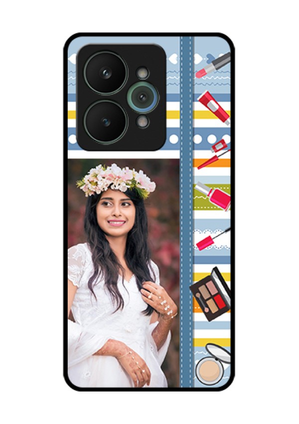 Realme 15 5G Custom Glass Phone Case - Makeup Icons Design