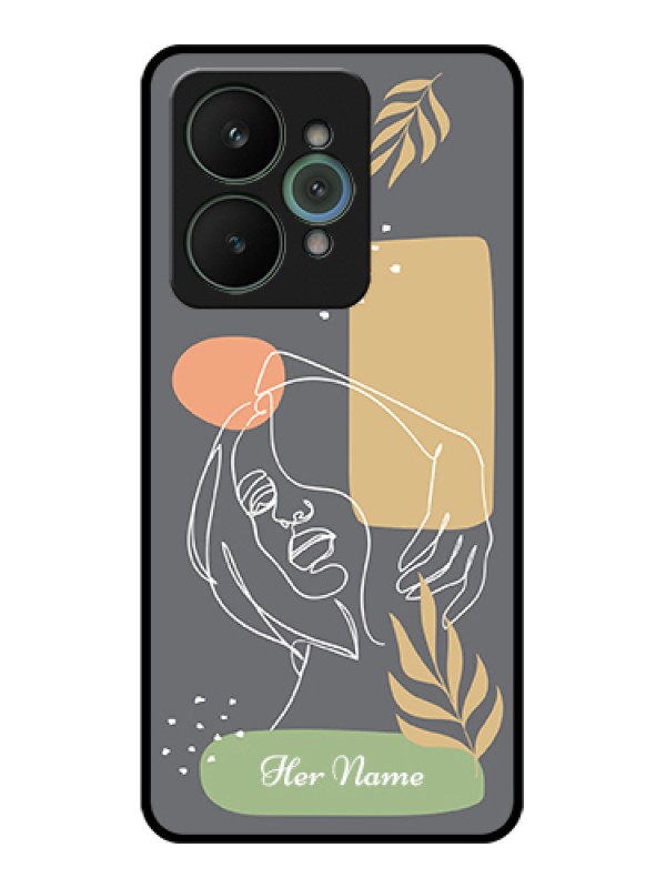 Custom Realme 15 5G Custom Glass Phone Case - Gazing Woman Line Art Design