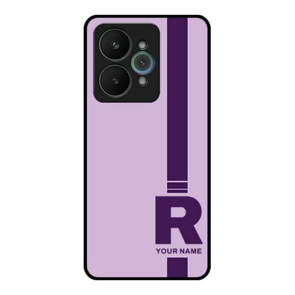 Realme 15 5G Custom Glass Phone Case - Simple Dual Tone Stripe With Name Design