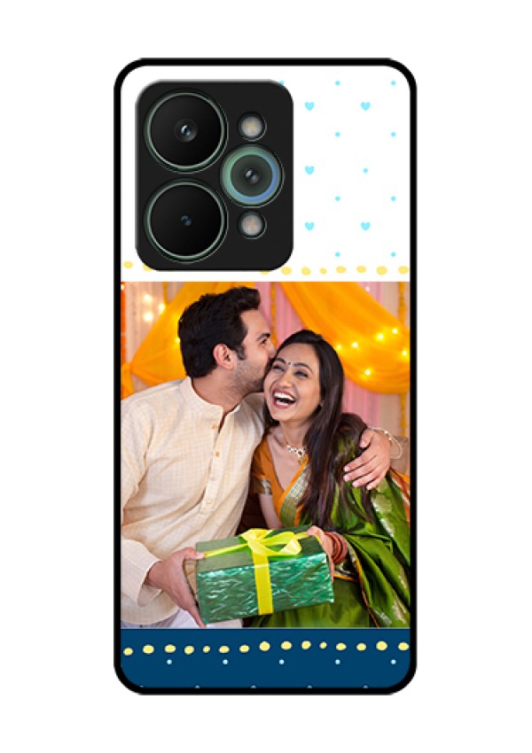 Realme 15 Pro 5G Custom Glass Phone Case - White And Blue Abstract Design