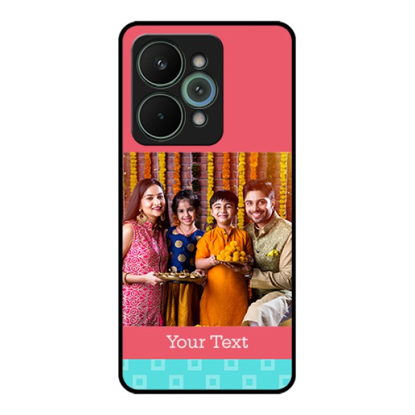 Realme 15 Pro 5G Custom Glass Phone Case - Peach & Blue Color Design Realme 15 Pro 5G Custom Glass Phone Case - Peach & Blue Color Design